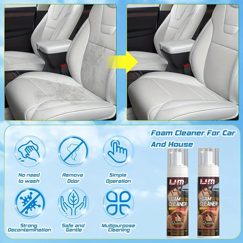 Tiitstoy Super Cleaner Effective Car Interior Cleaner Leather Car Seat  Cleaner Stain Remover for Carpet, Upholstery, Fabric, Sofa Car Headliner Seat  Cleaner 500Ml White 