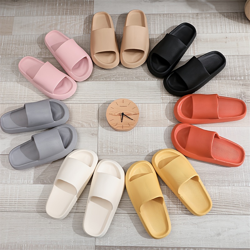 Women's Super Soft Pillow Slides, Solid Color Open Toe Non Slip Bath  Slippers, Wear-resistant Slides Shoes - Temu United Arab Emirates