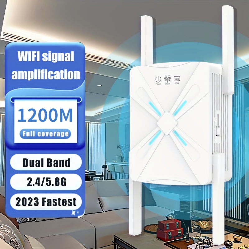Répéteur D'extension WiFi, 8 Antennes, Prise UE, WiFi Booster 6x, WiFi 2.4G  (3000 Pieds Carrés), Pénétration Du Signal WiFi, Peut Pénétrer 35