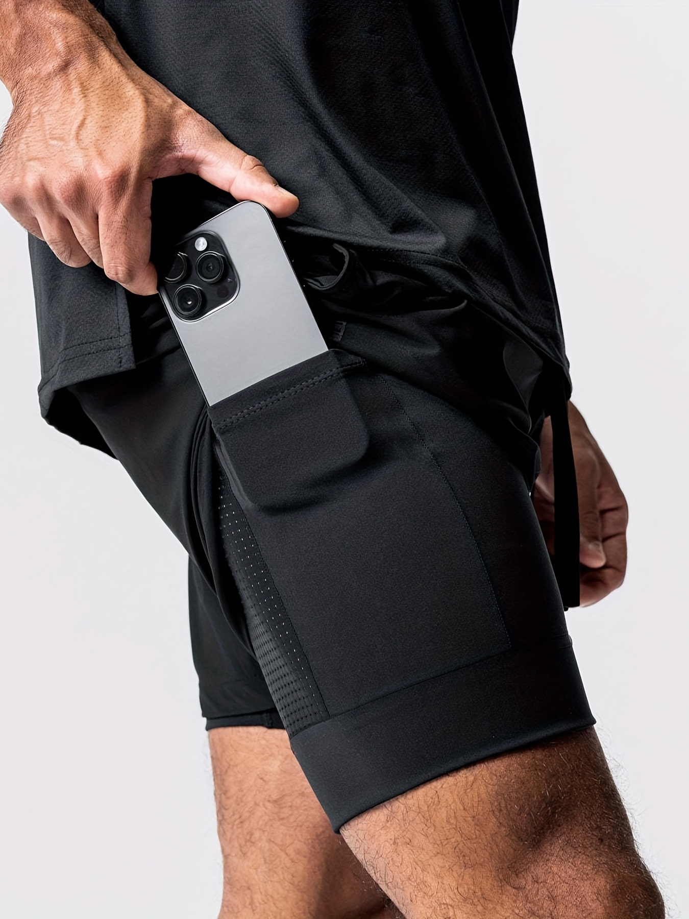 Fitness Homme Short de sport à cordon 2 en 1 avec poche de téléphone, Mode  en ligne