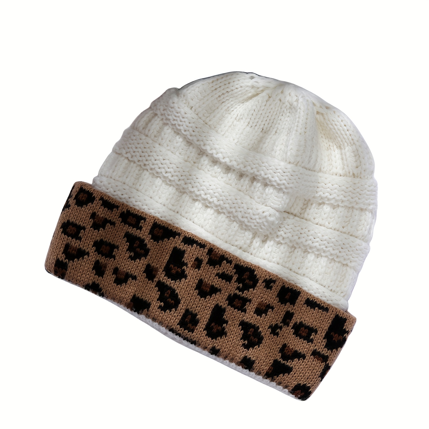 Brown Leopard Beanie Animal Print Knit Hat