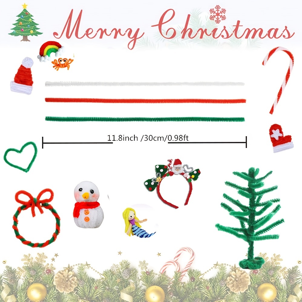 360pcs 12 Inch Christmas Pipe Cleaners Set With Pompoms And Wiggle ...
