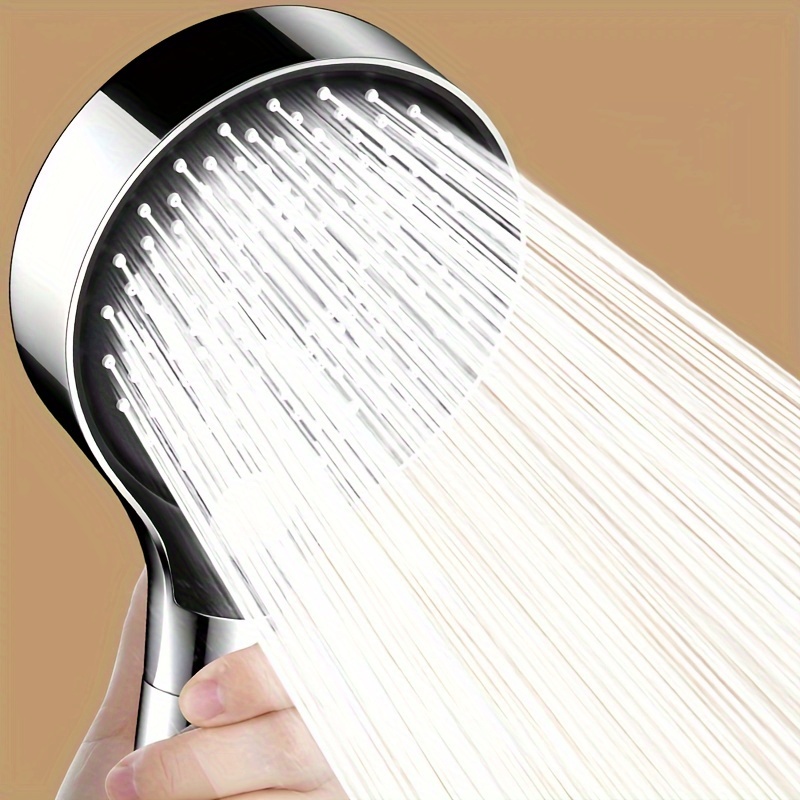 

1pc High-pressure Shower Head, 5.11in/13cm Diameter, Handheld Boosting Showerhead, Power Wash Sprayer, Plastic, 3 Spray Modes, Easy Installation, Bathroom Accessories