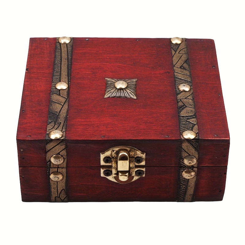 1pc Pirate Treasure Chest Storage Box With Lock - Decorative Wood Storage Box - Shop Our Store & Start Saving!