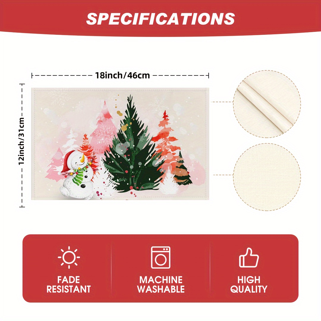 Christmas Dish Drying Mat for Kitchen Counter Santa Red Tree Watercolor  Cute