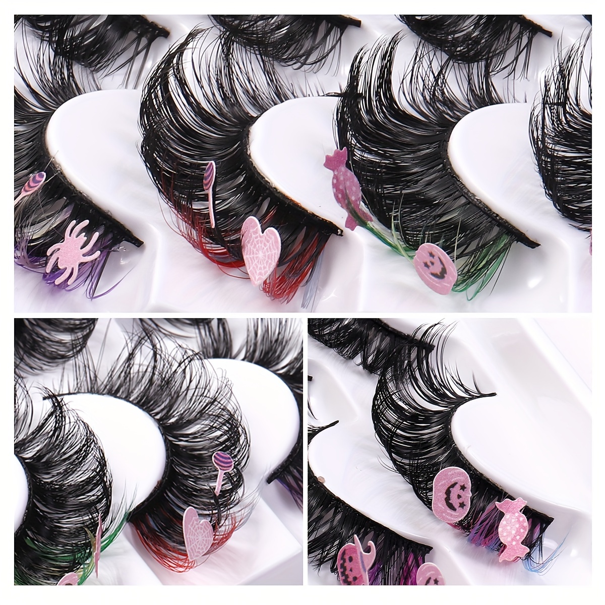 Colorful Fluffy Long Thick False Eyelashes for Halloween Party