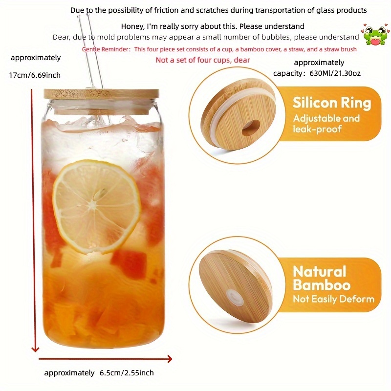 Transparent Glass Straw Hole For Cocktail Coffee Juice Tea Water