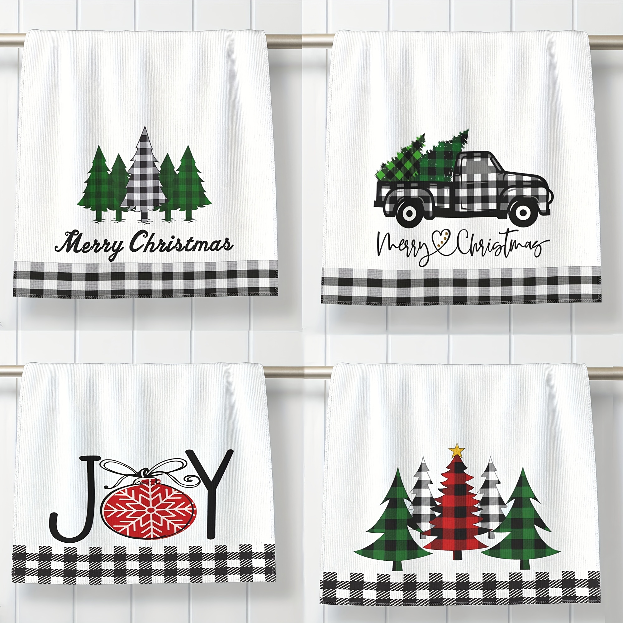 Microfiber Dishcloth, Christmas Theme Kitchen Hand Towels, Christmas Tree Buffalo  Plaid Pattern Tea Towel For Bathroom, Holiday Warm Gift Home Decor,  Christmas Decor - Temu