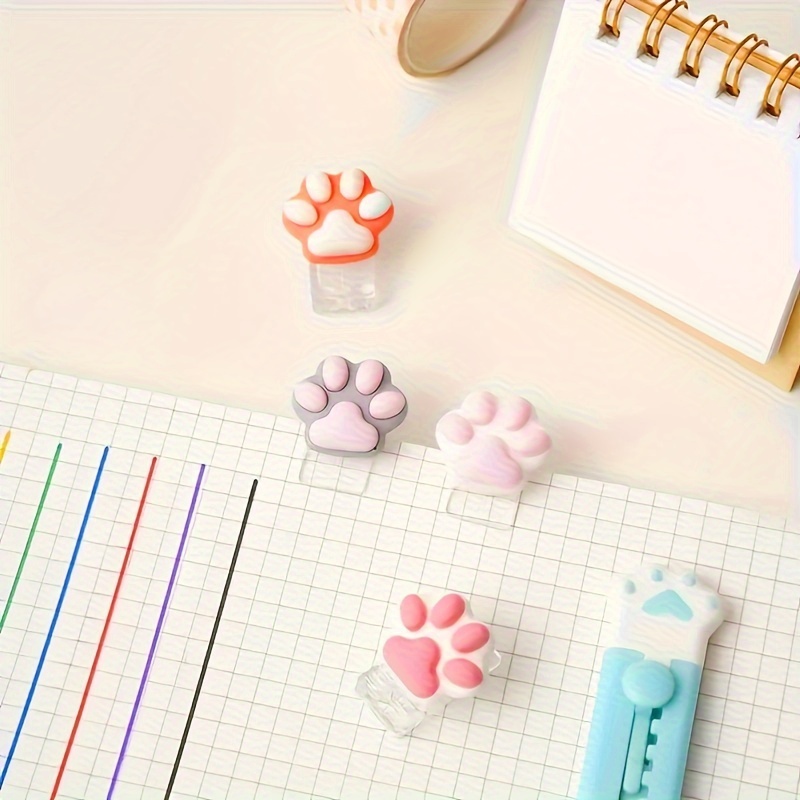 

4pcs Mini Cat Paw Binder Cute Cartoon Cat Paw Bookmark Kawaii Scrapbook Journal Clip Stationery Clip Office Accessories