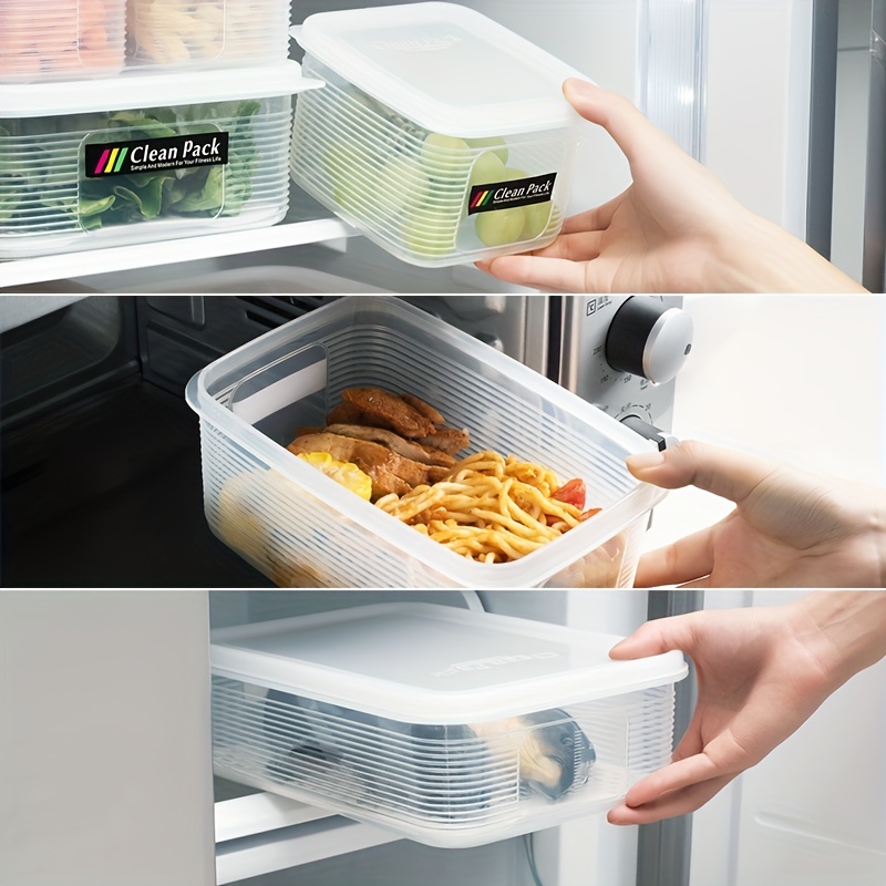 Striped Transparent Refrigerator Fresh-keeping Box with Soft Cover and Scale