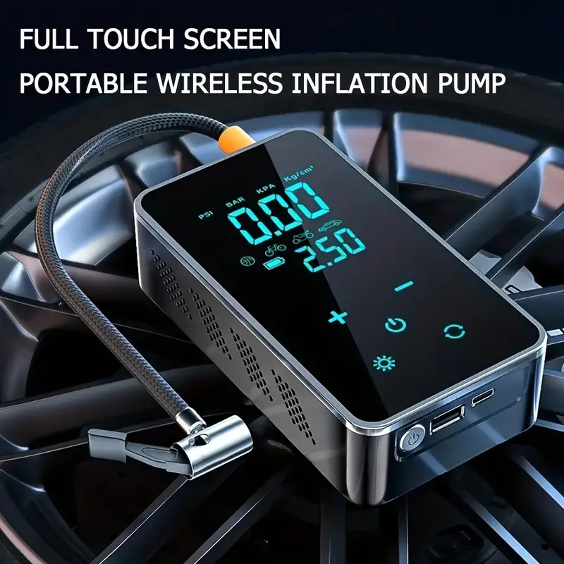 Portable Full Touch Screen Car Air Pump Wireless Tire - Temu