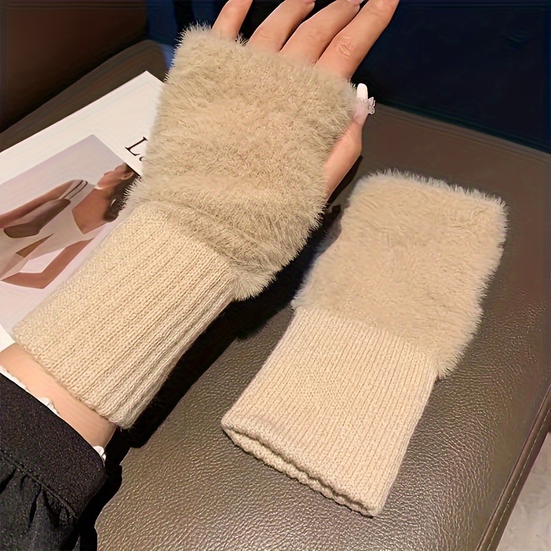 Women's Fingerless Gloves, Soft Warm Winter Gloves with Non-Slip Design