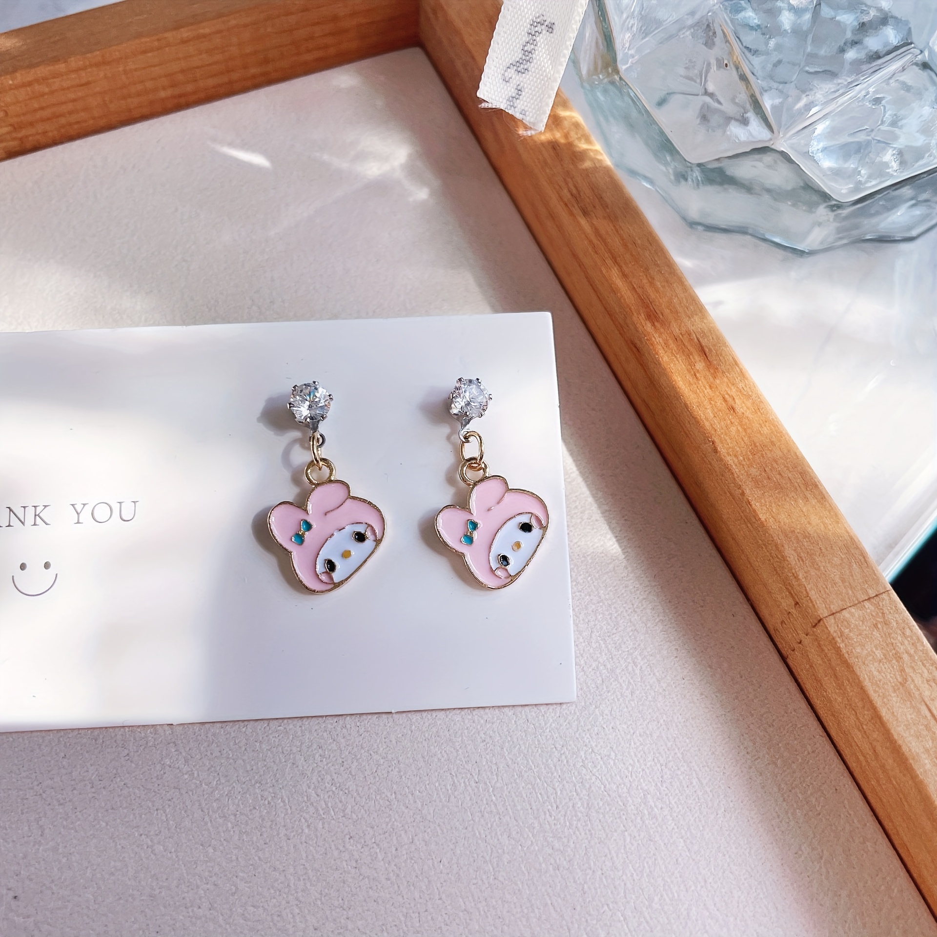 

1pair Anime Hello Kitty Earrings, Cute Kuromi Melody Earrings, Cartoon Cinnamonroll Earrings, Holiday Gift