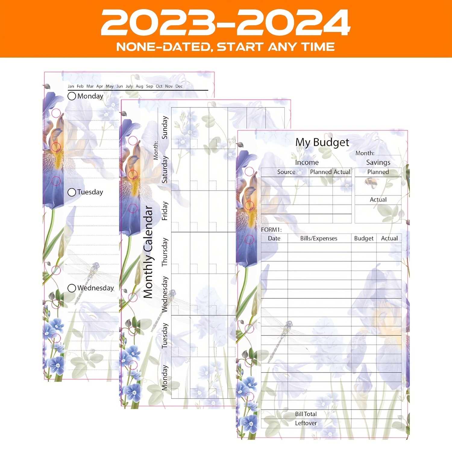 2024 Dated Planner Inserts, Vertical Weekly Lined, Monday Start