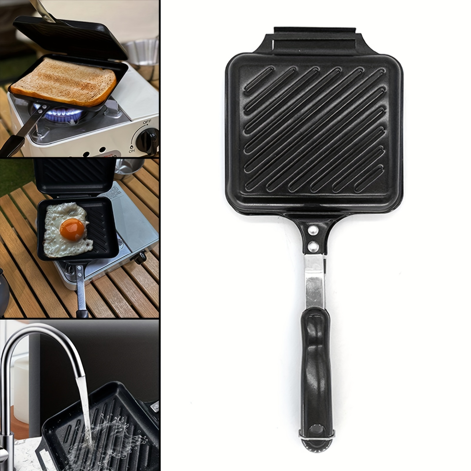 Portable Waffle Maker With Oil Brush Or Bread Tongs Sandwich - Temu