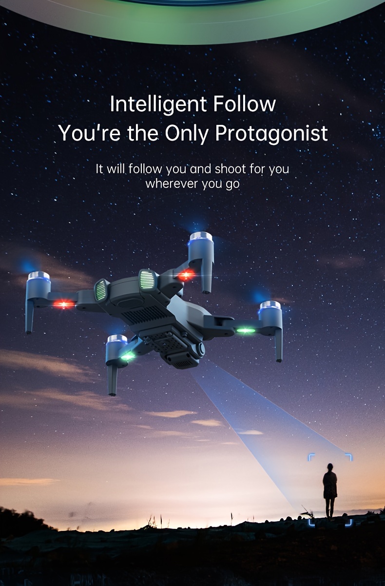 new h117 quadcopter seven color led lights dual electric cameras brushless power obstacle avoidance built in hovering one key takeoff and return gesture photography and recording christmas halloween thanksgiving gifts cheap things uav details 7