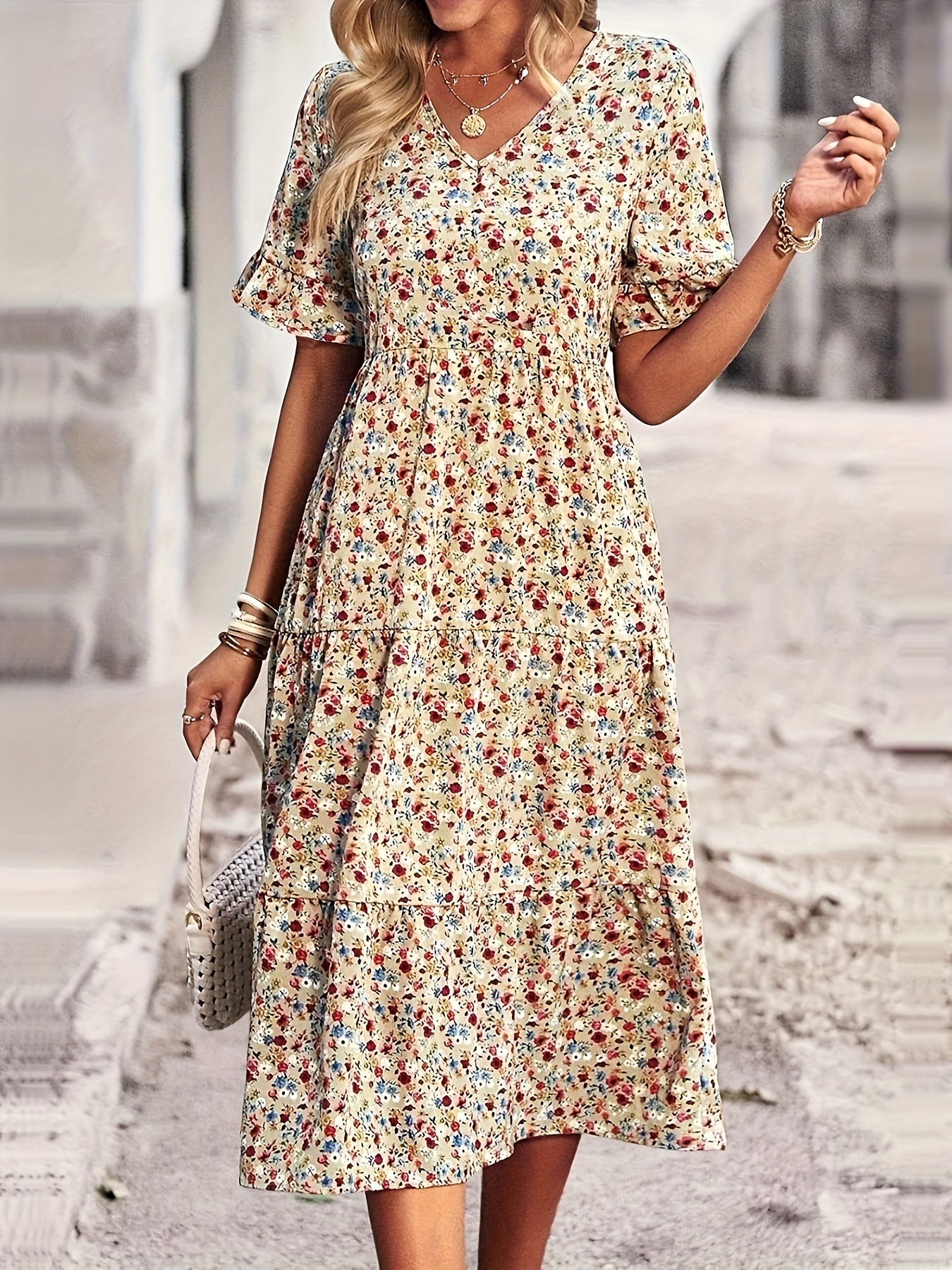 Women Plus Size Casual Print Dress Lace Round Flattering Dresses for Curvy  Women