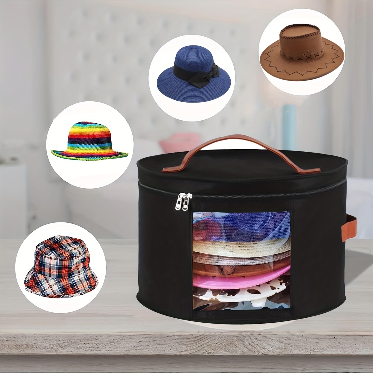  Hat Box Hat Storage Box, Foldable Hat Boxes with Lids,Travel Hat  Box for Women&Men, Hat Storage Organize for Various Types of Hats Stuffed  Animal Toy Storage