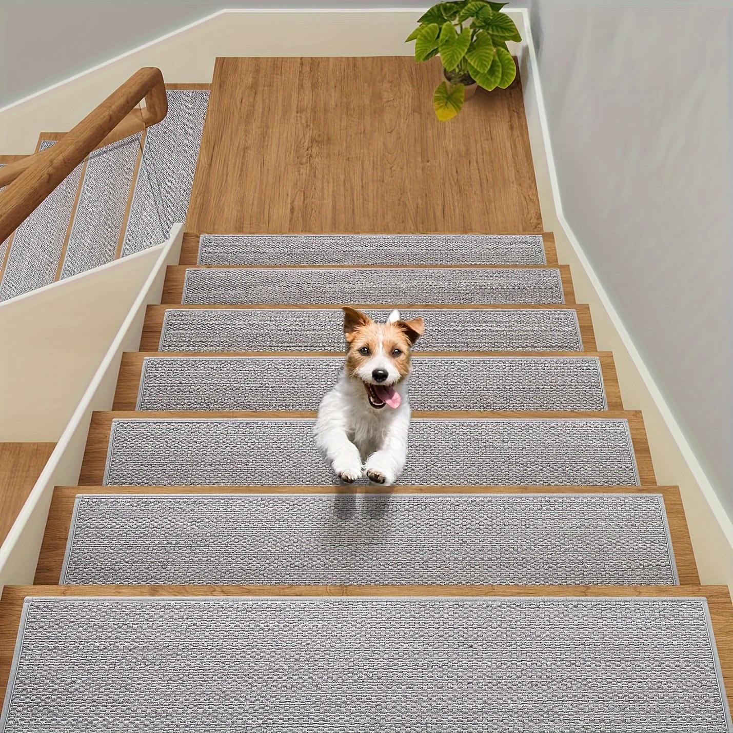 Peldaños de escalera de lino natural, suaves y cómodos para escalones de  madera en interiores, peldaños de escalera de 30 x 8 pulgadas, alfombras