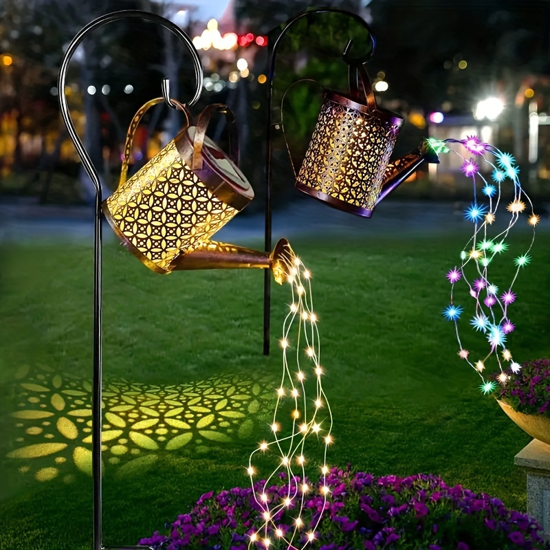 1pc Solar Watering Can Light Garden Decorations Outdoor Waterproof Shower  Lights Large Retro Metal Lantern Hanging Star Flashing Led Fairy Art  Decorative Light Halloween Decorations Lights Outdoor For Outside Walkway  Garden Patio