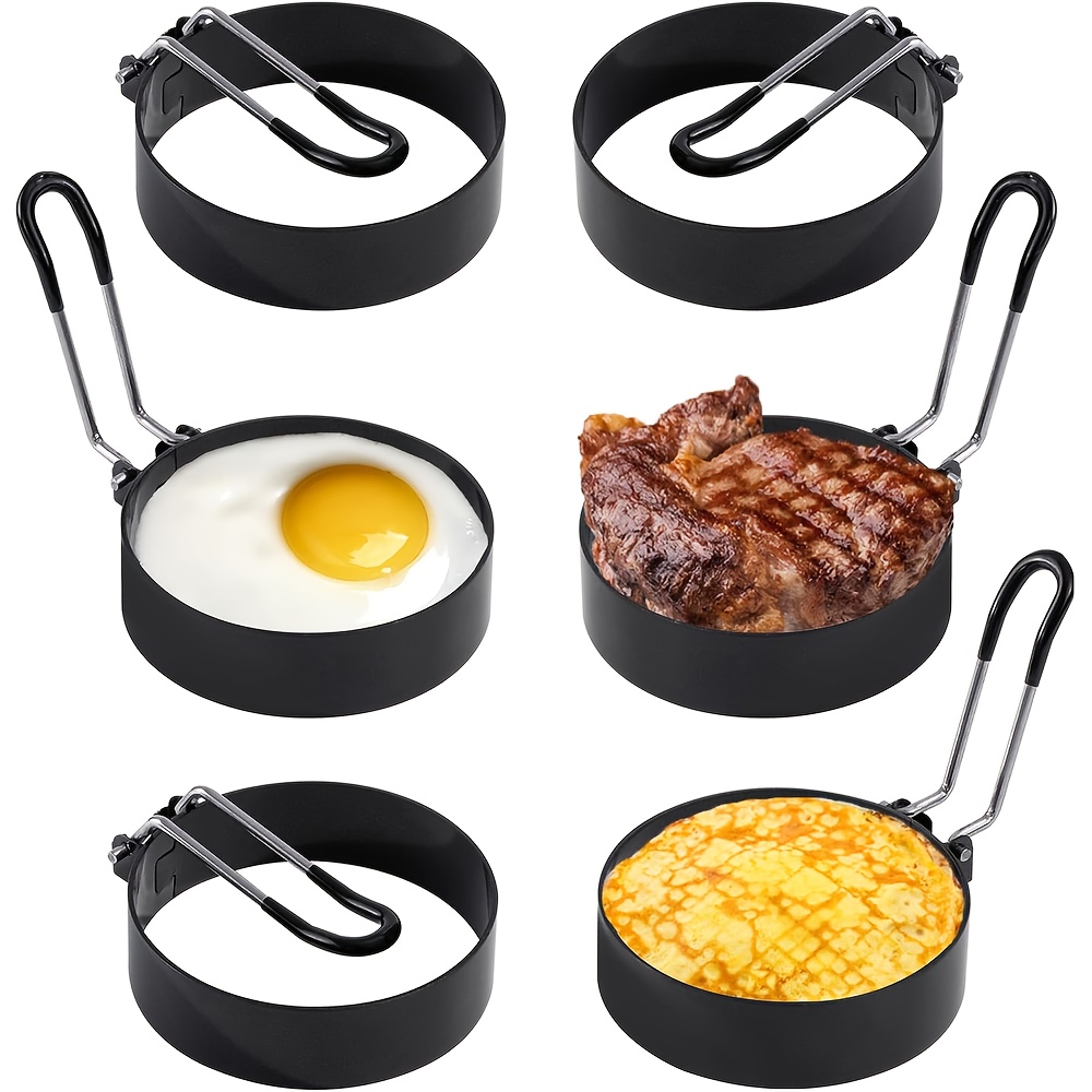 4 Pack Stainless Steel Eggs Maker Non Stick Round Egg Cooker for Cooking  Cooking Rings Shaper for Frying Pancake Sandwiches Metal Handle Household