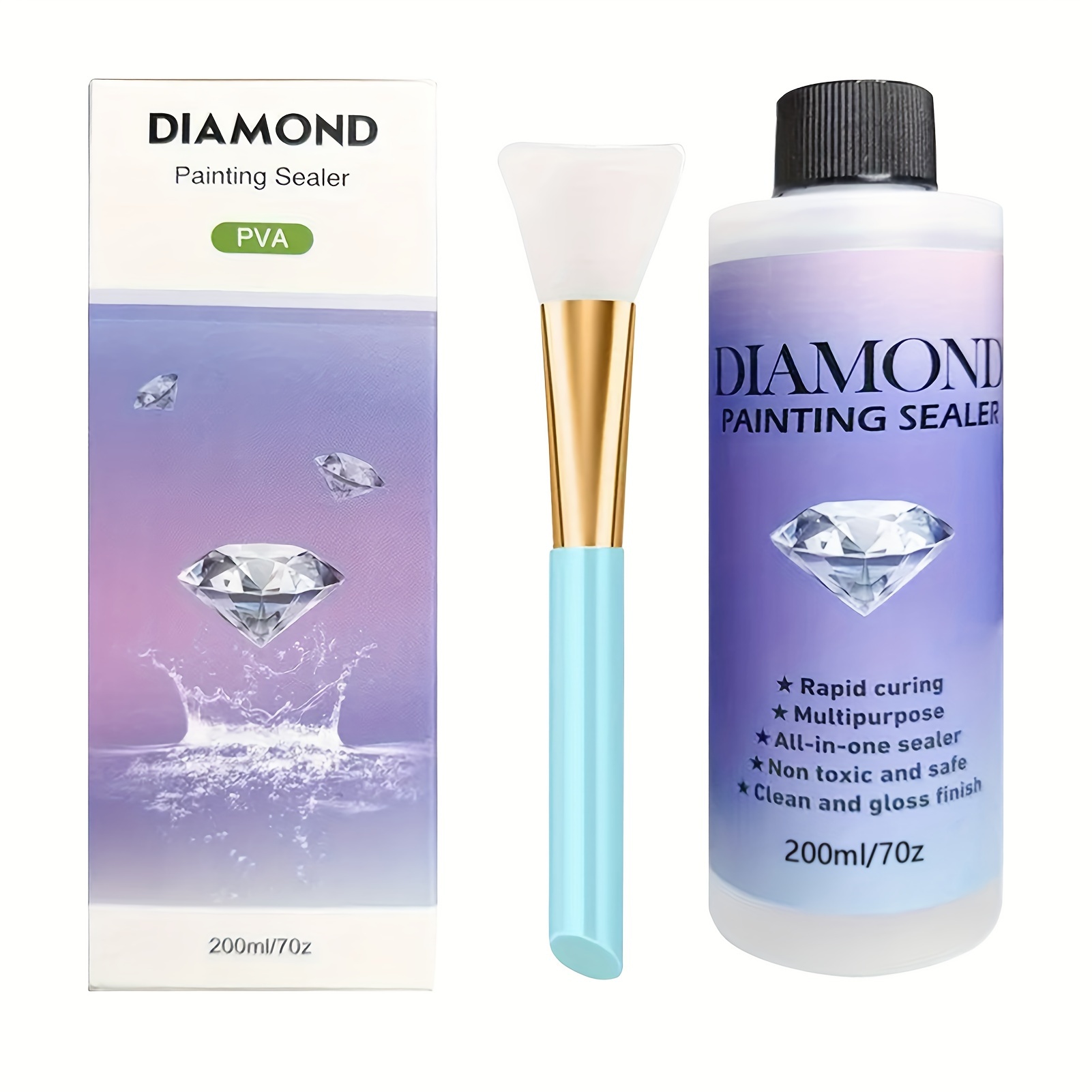 Diamond Painting Sealer, 5D Diamond Painting Glue Permanent Hold & Shine Effect Sealer, Diamond Art Sealer with Sponge Head, Fast-drying Diamond Art