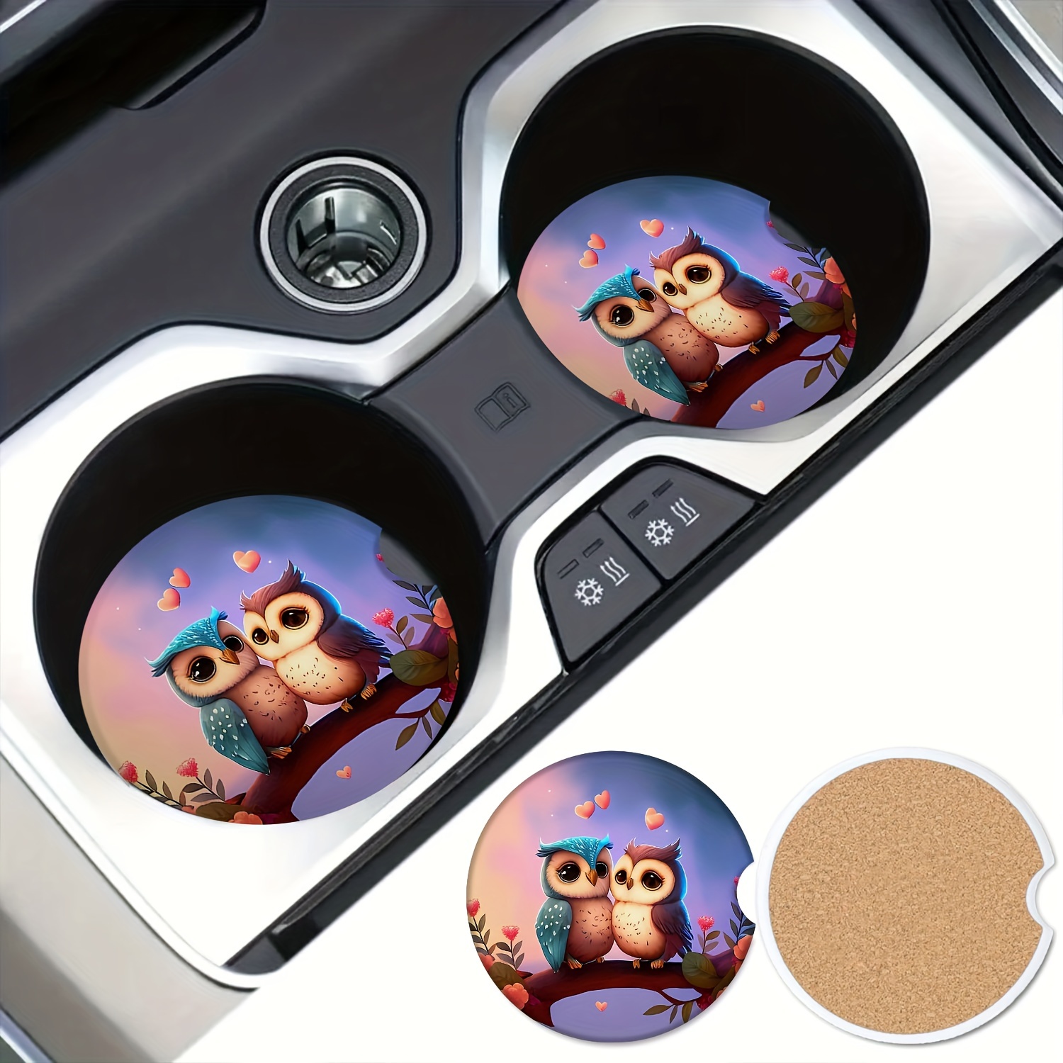 Boho Coffee Pattern Absorbent Car Cup Holder Coaster Mats - Car