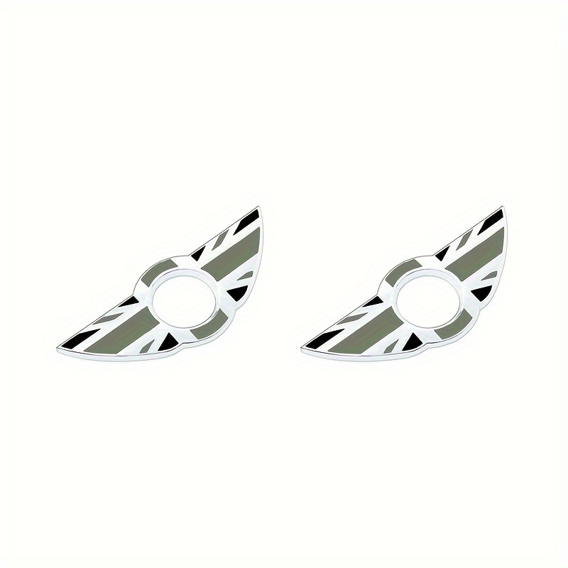Image of Set Of 2 Car Door Pin Lock Wing Emblem Stickers, Compatible With Mini Cooper Models Including For , R50, R53, R56, R60, F56, R57, R58, And R59