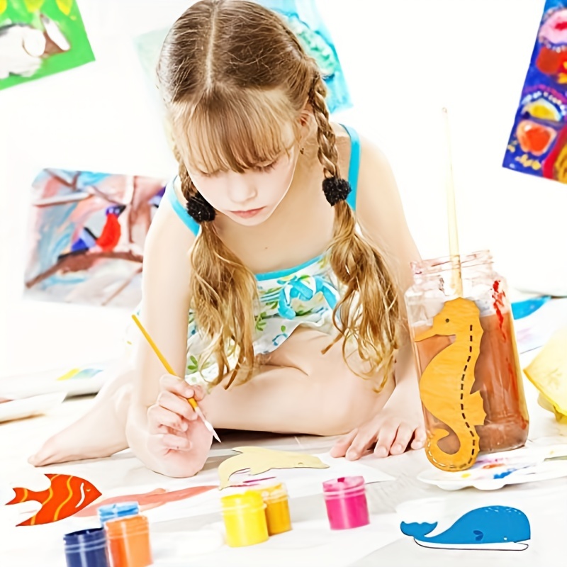 LEOGOR Manualidades de madera multicapa para niños, actividad de pintura  con recortes de peces sin terminar, cosas de madera para pintar para niñas  de