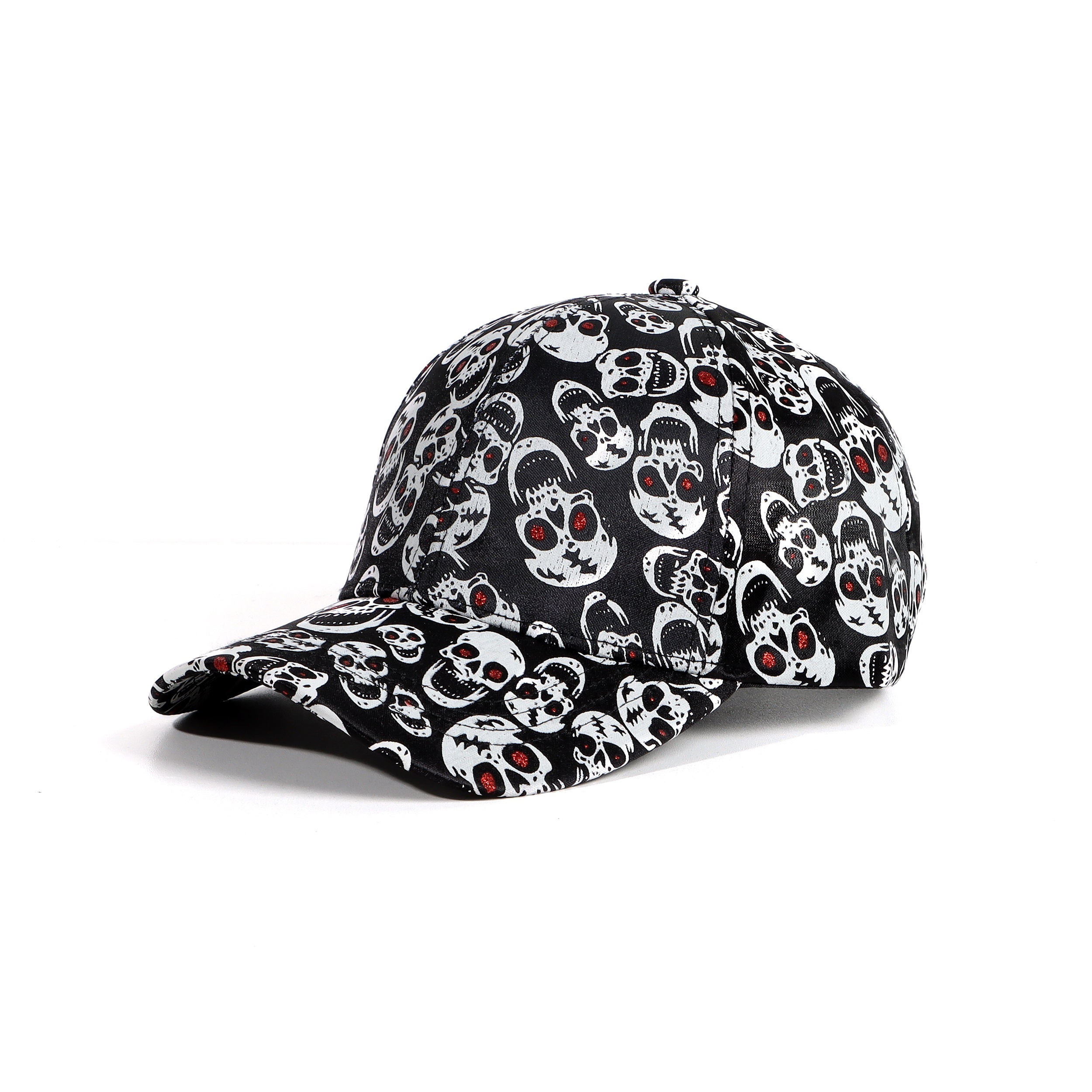 Skull Print Black Baseball Cap Women's Y2K Vintage Sun Hat Men Unisex Dad  Hats