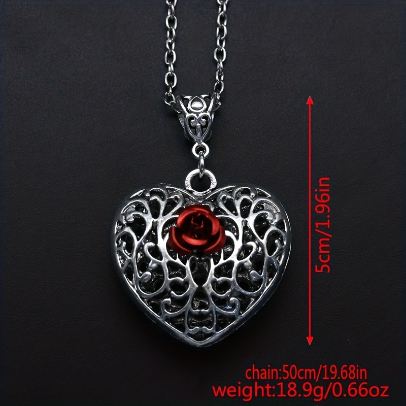 Gothic Punk Animal Black Eagle Pendant Heart Red Crystal Necklace Gothic  Necklaces for Women Stainless Steel Jewelry Party Gift