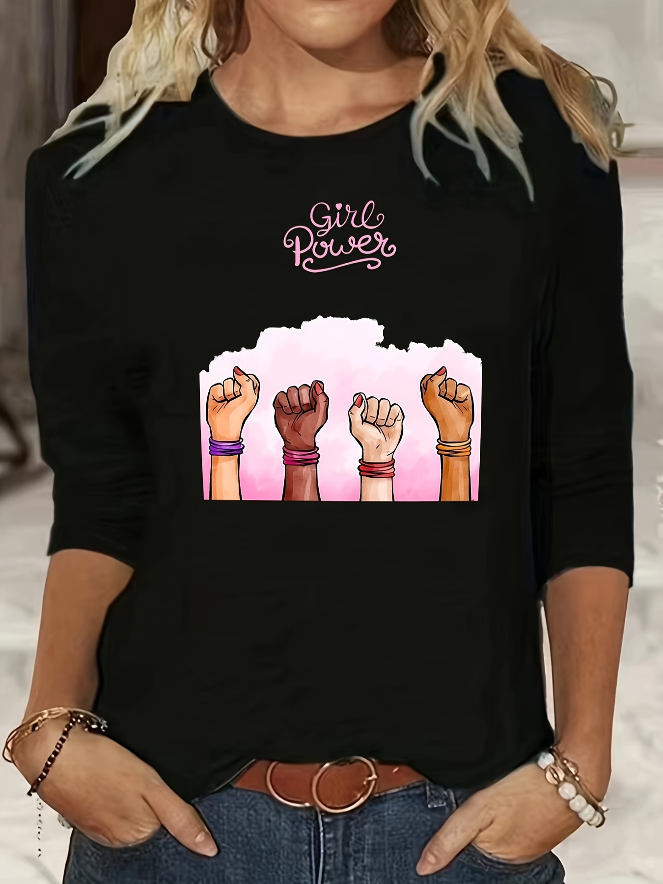 Plus size girl power on sale shirt