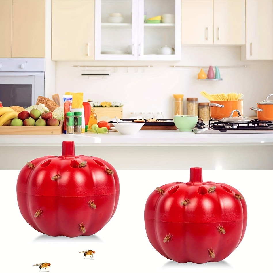 

2pcs/set, Fruit Fly Trap Pumpkin Shape Drosophila Trap For Home Kitchen Non-toxic Gnat Killer Fly Catcher Pest Insect Control, Indoor And Outdoor Pest Supplies