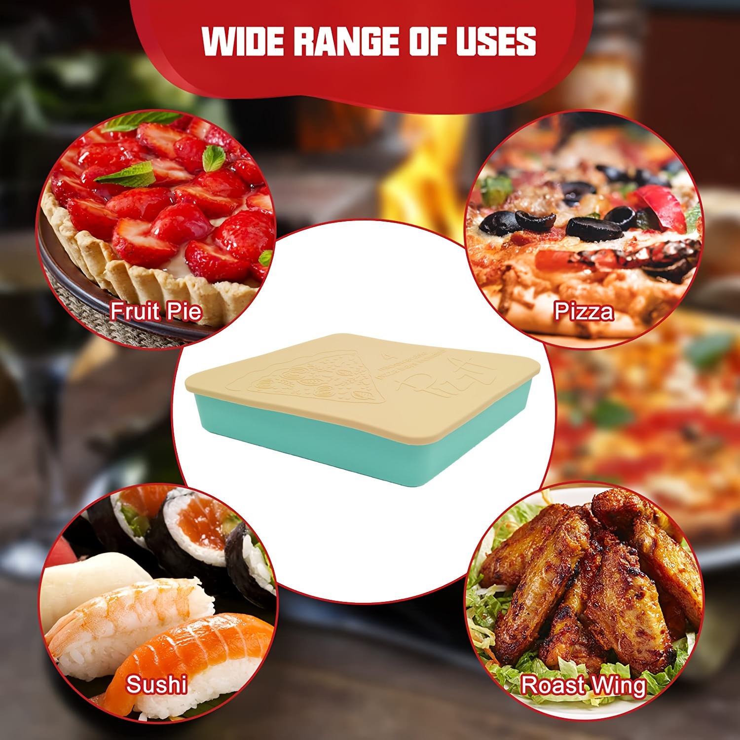 Acquista Contenitore per pizza in silicone riutilizzabile a 2 scomparti,  lavabile in lavastoviglie, ecologico, per pizza, contenitore per pizza,  fornitura domestica