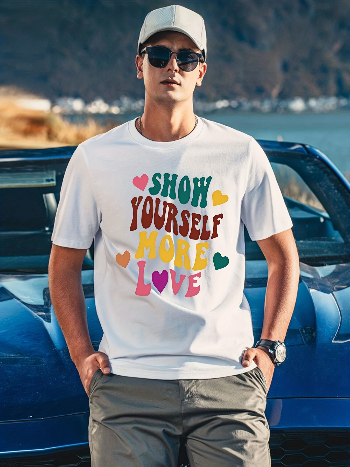 Print Mens Trendy Comfy T Shirt Casual Slightly Temu Australia