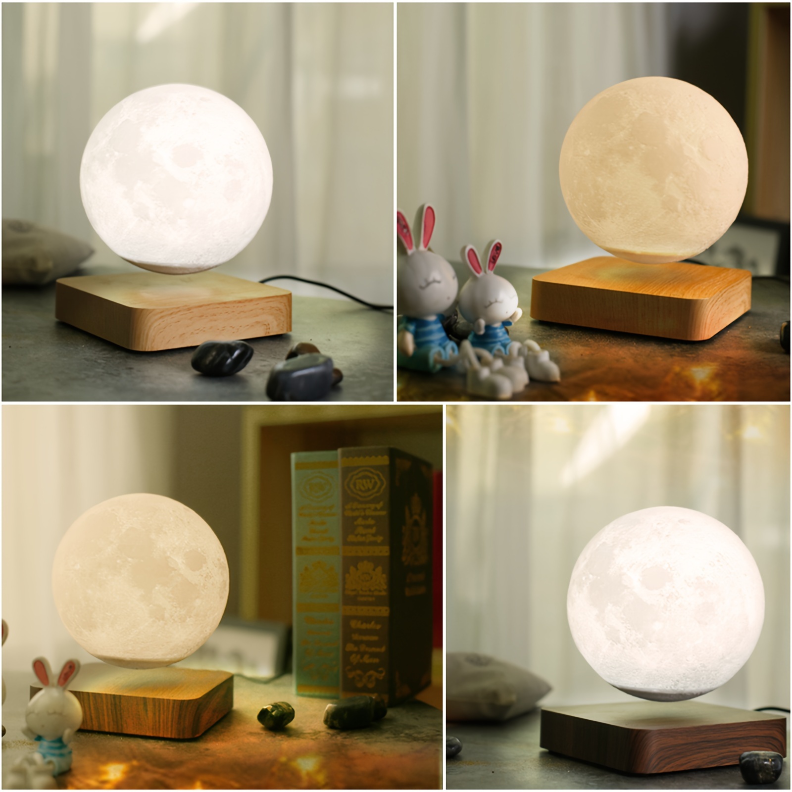1pc levitating moon table lamp magnetic floating night light with 3 lighting modes 3d printed levitation bedside table lamp for office bedroom home decoration details 2