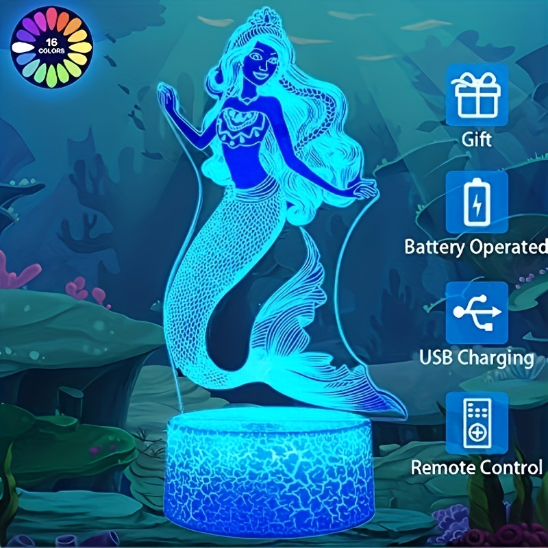Mermaid Gifts For Girls, 3d Mermaid Night Lights For Girls Room,16 Colors  Changing & Dimmable Led Bedside Lamp For Girls Bedroom With Remote/touch