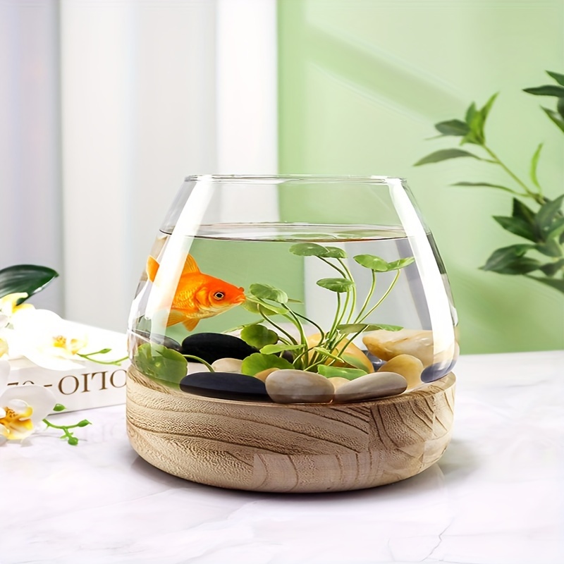 1pc 透明ガラス水槽装飾クリエイティブラウンドオフィス金魚鉢家庭用