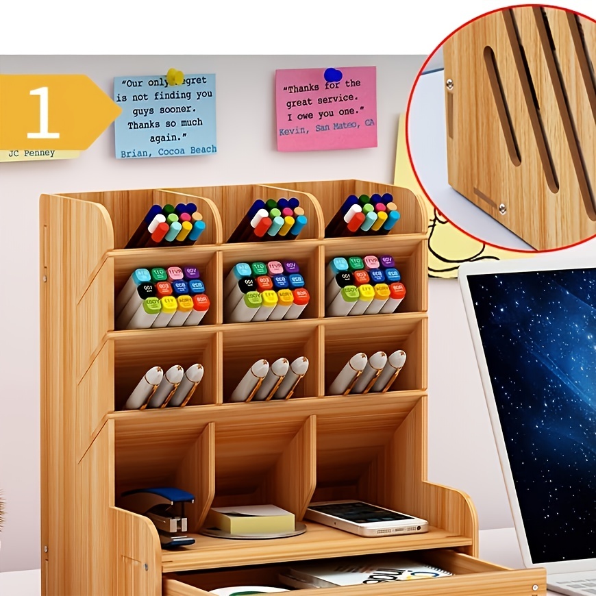 Organize Your Desk With This Diy Wooden Pen Organizer Multi - Temu