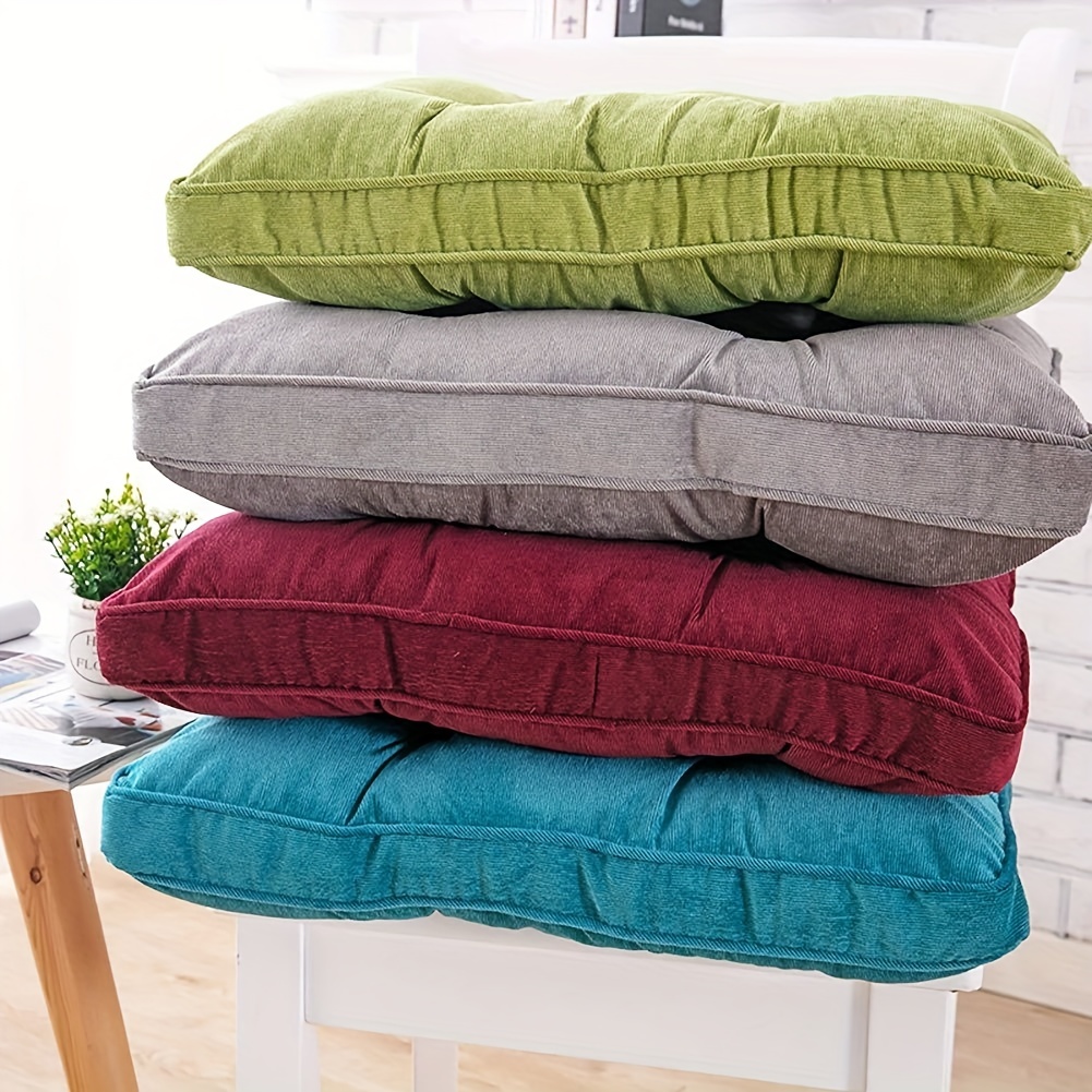 1pc Solid Color Corduroy Cushion Pad, Thick Bench Or Chair Soft