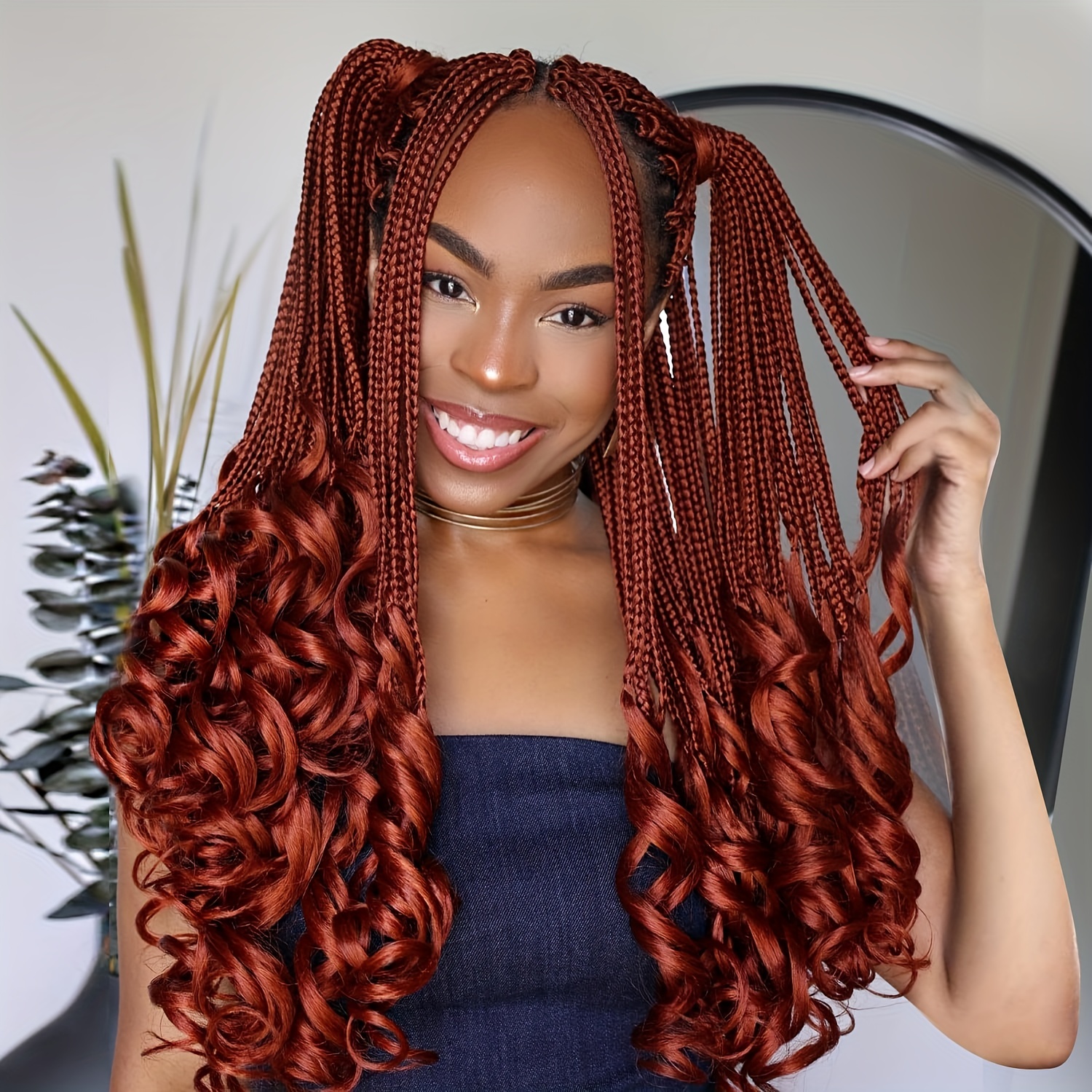 French Curly Braiding Hair 8packs 26inch Pre Stretched Curly Ombre Braiding  Hair for Goddess Box Braids Crochet Hair Bounce Curl Loose Wave Crochet