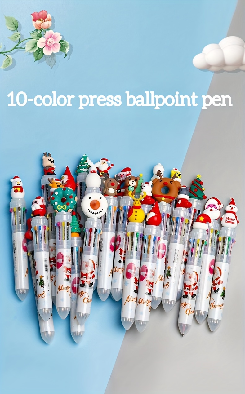 6 Colors/10 Colors Christmas Click Ballpoint Pen Random - Temu