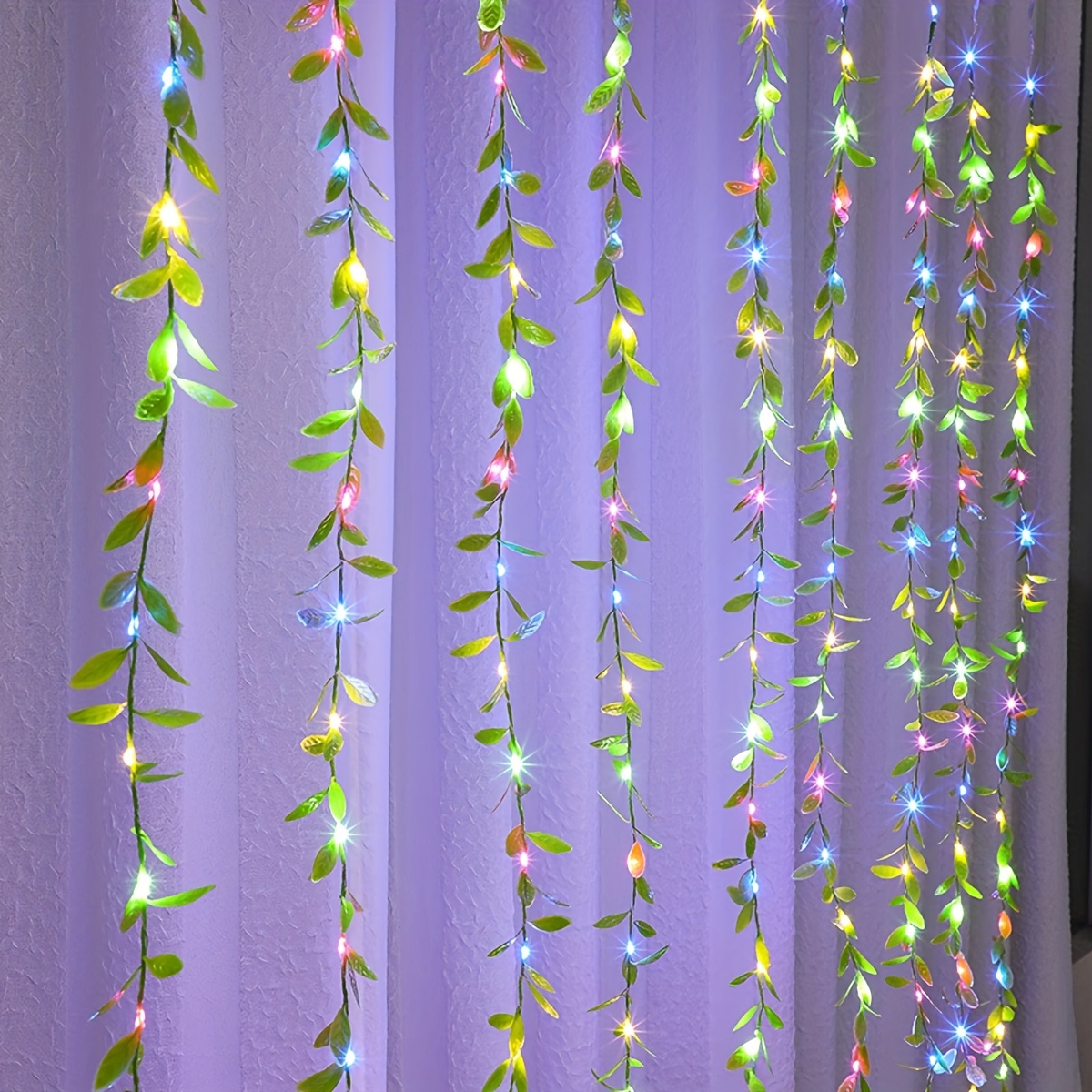 100 Led Fake Ivy Vines Window Curtain String Lights Usb Plug - Temu