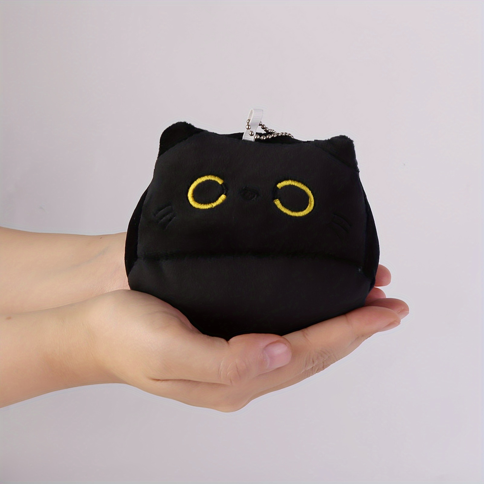 OUKEYI Cuscino 3D nero in peluche a forma di gatto, gatto nero grasso  farcito animale peluche per gatto, cuscino kawaii a forma di gatto Kawaii  design