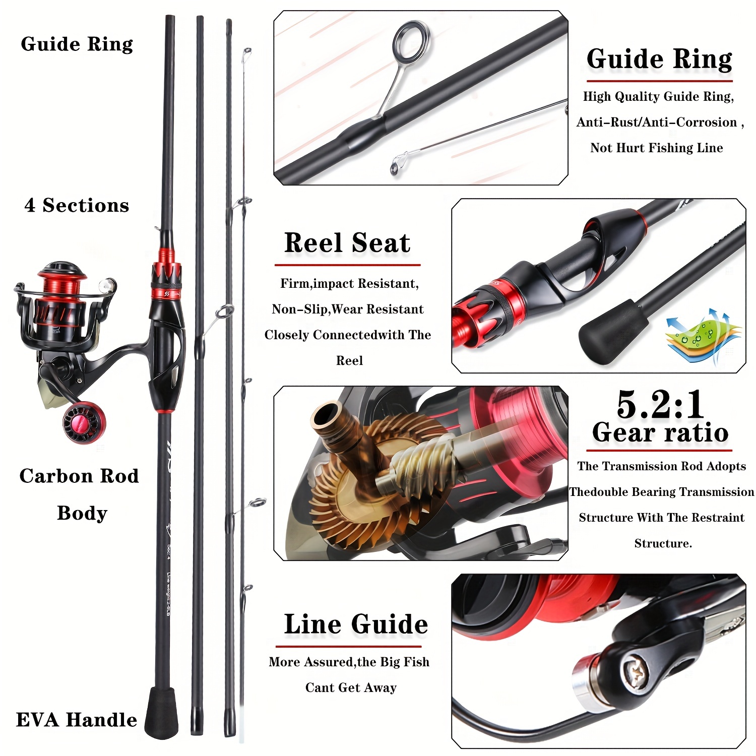 1 Set Fishing Pole Reel High Durability Abrasion Resistant