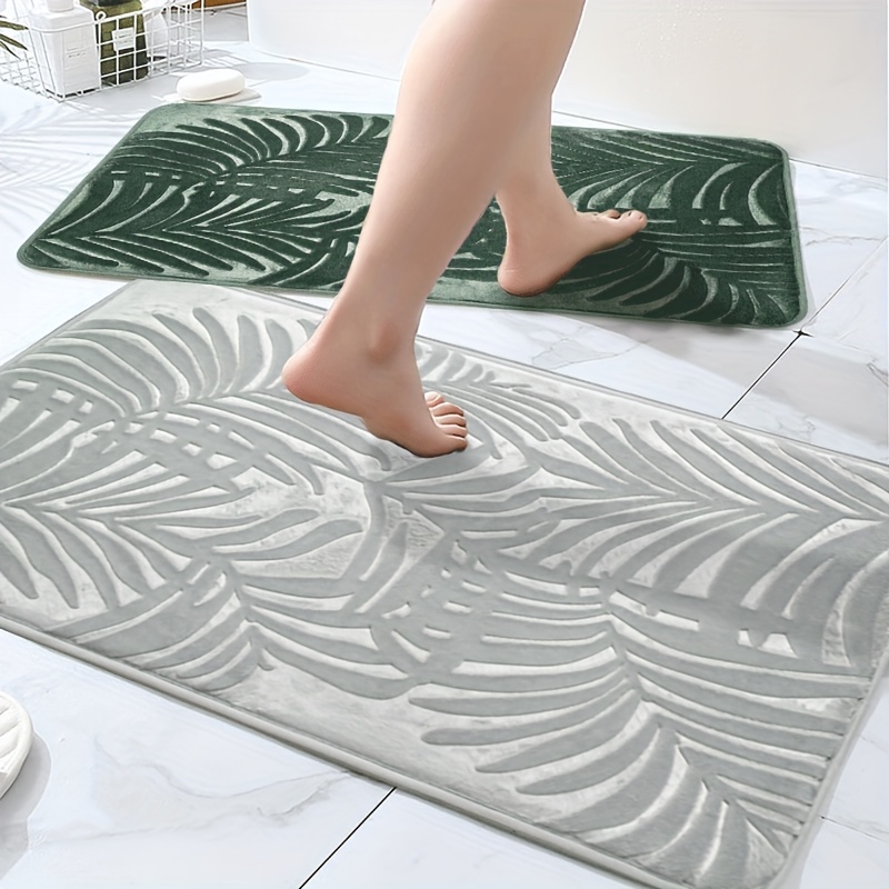 Leaf Pattern Bath Rug Non Slip Absorbent Bath Mat
