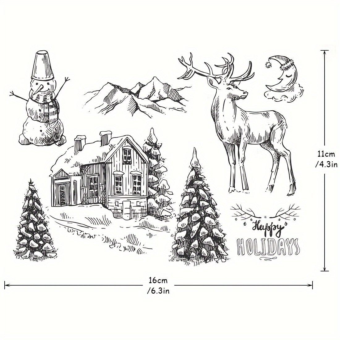 P6VRP8Z Kwan Crafts Merry Christmas Happy Bright Merry Birthday  Congratulations Deer Clear Stamps for Card Making Decoration and DIY