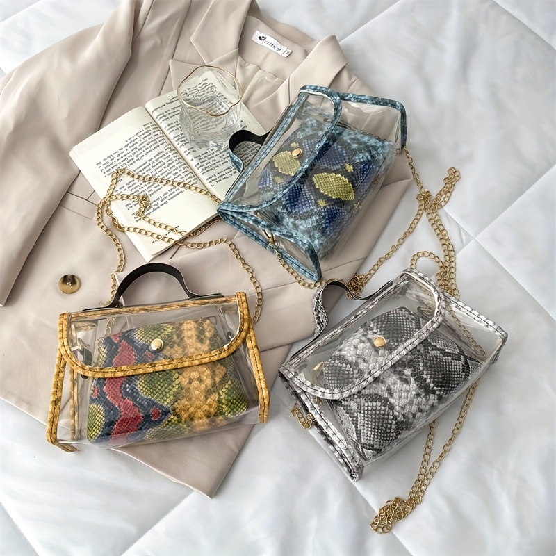 Clear Acrylic Box Mini Handbag Women Transparent Thick Chain Shoulder  Crossbody Bags Travel Jelly Bag Women Clear Lipstick Purse