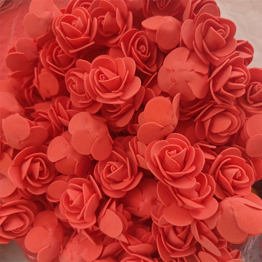1.4 inches Mini Foam Rose Artificial Rose Fake Flower Head Artificial Craft  Rose Rose Petals Confetti for Handmade DIY Wedding Home Decoration  Accessories, Pack of 50,Rose Red 