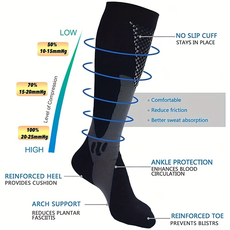 VPX-P - Calcetines de compresión para hombre y mujer, calcetines para  bicicleta, correr y bicicleta de montaña, 20-30 mmHg